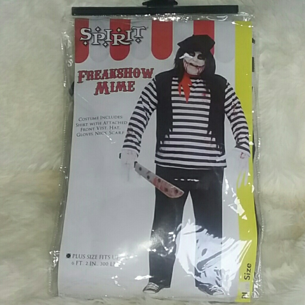NWT Men's Spirit Plus Size Freakshow Mime Costume